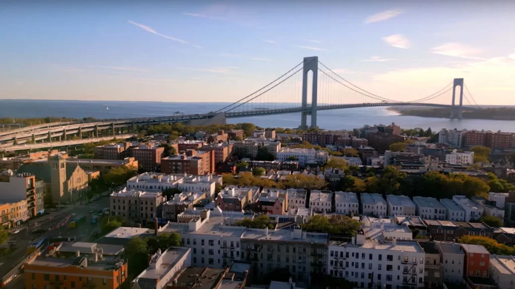 A Brooklyn Love Story Filming in Verrazzano-Narrows Bridge, New York City, New York, USA