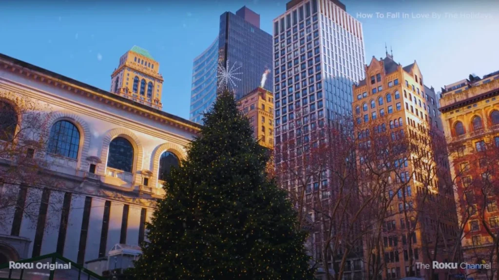 How to Fall in Love by Christmas Filming in Bryant Park, New York, USA