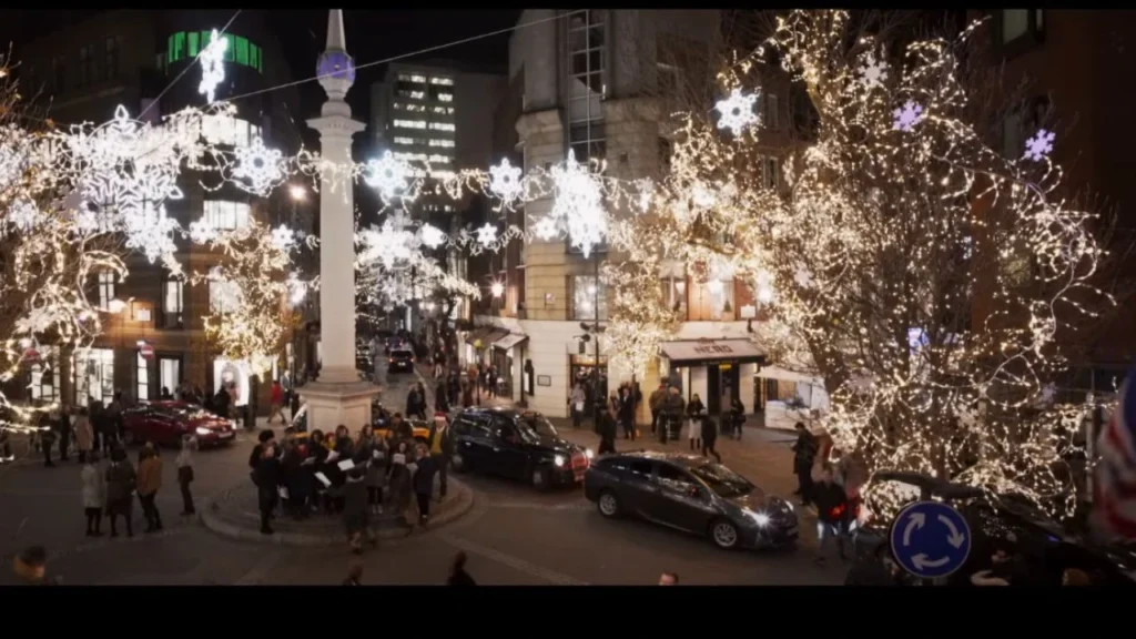 This Is Christmas Filming in Seven Dials, Camden, London, England